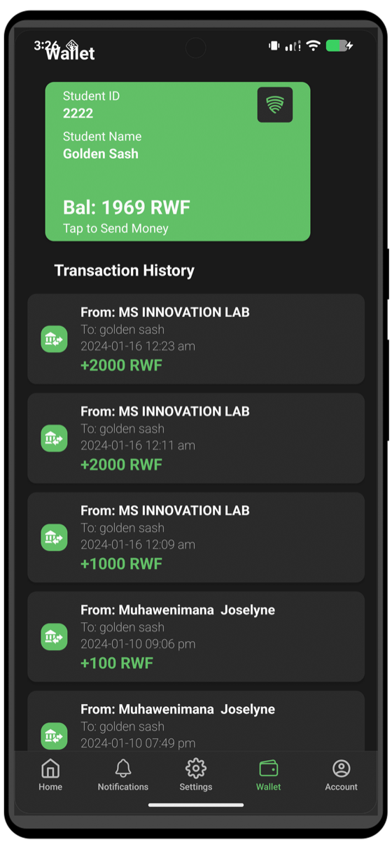 Wallet Screen (Dark)